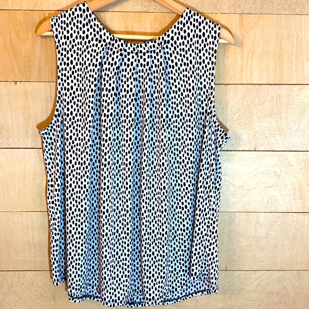Adrianna Papell Sleeveless Polka Dot Blouse XL